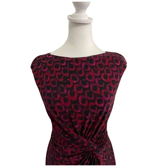 Lauren Ralph Lauren Wine Fuchsia Leopard Sheath Dress Size 4 - Picture 7 of 13